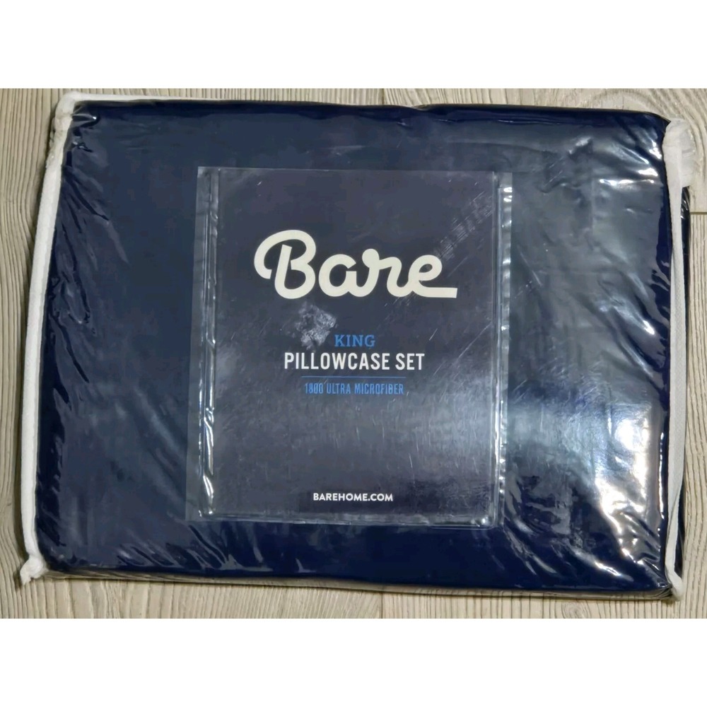 Bare Home King Pillowcase Set Dark Blue Navy NEW Pillow Case Bedding Microfiber